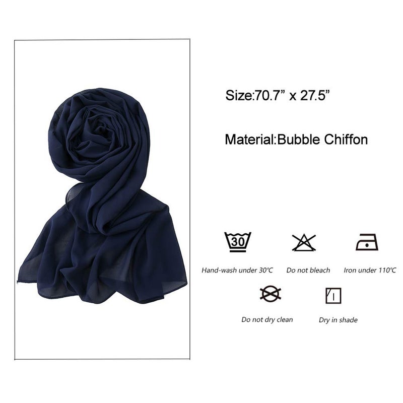 Yeieeo Bubble Chiffon Hijab Premium Chiffon Wrap Head Scarf(Navy Blue) - Image 5